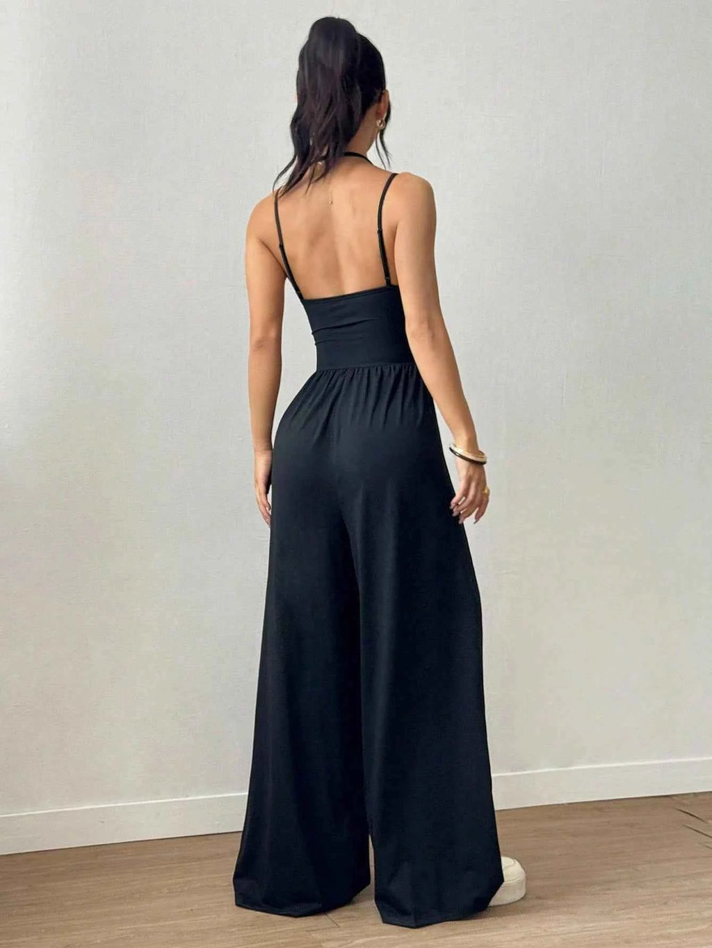 Women's Casual Pleated Loose Straight Leg Jumpsuit, Spring/Summer