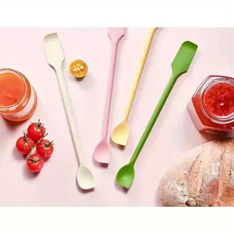 Multifunctional Silicone Scraper, Mini Double Headed 2-in-1 Fruit Jam Cosmetic Bottle Spatula Spoon Kitchen Cooking Baking Tools
