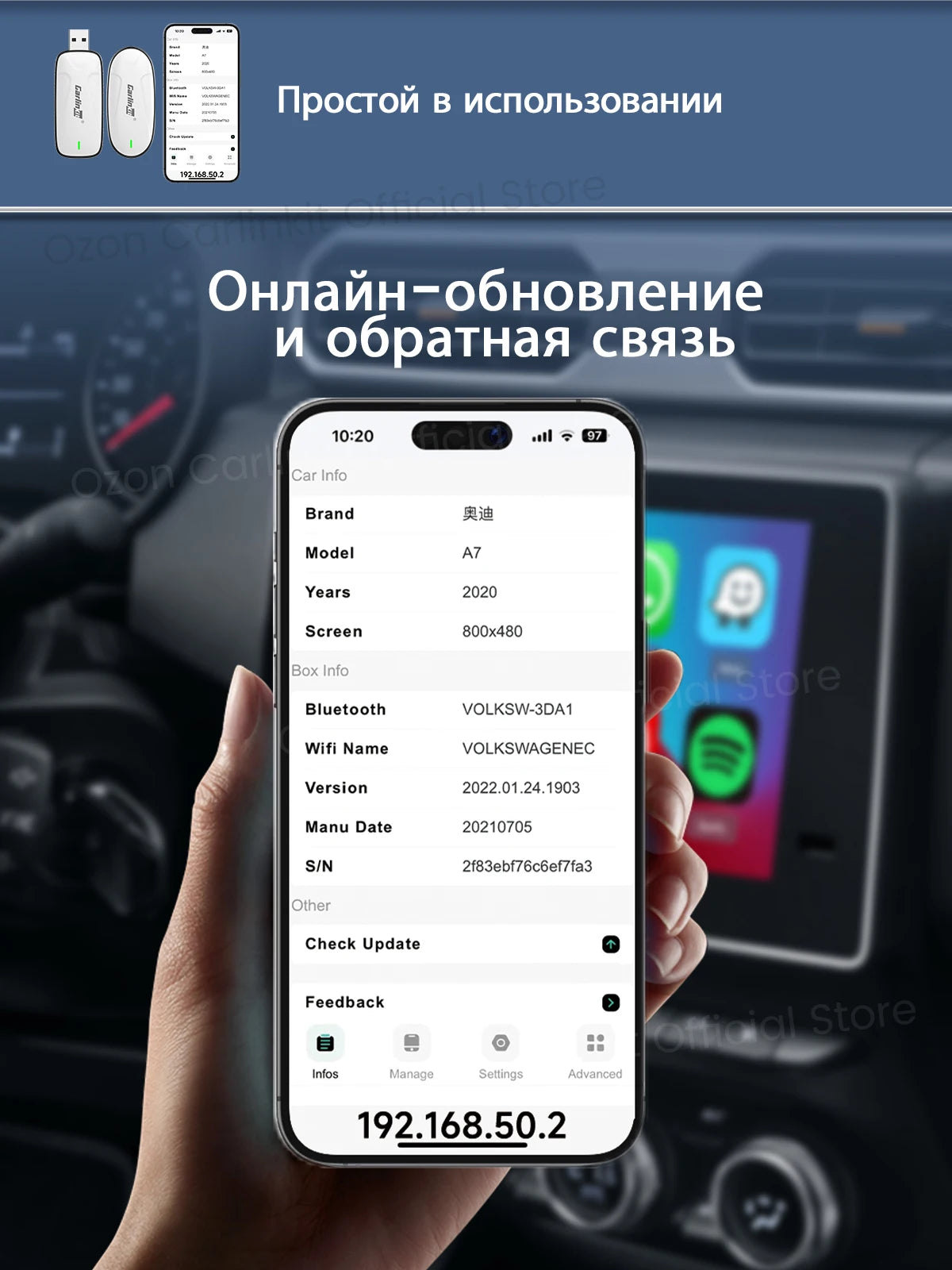 CarlinKit Baidu CarLife Adapter Wired to Wireless CarPlay Android Auto Wireless Auto CarLife to CarPlay 2in1 Auto Connect 5.8GHz