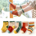 5 Pairs of Cute Cartoon Ankle Socks With Warm and Durable Stripes Designed for Comfortable Fall and Winter Wear