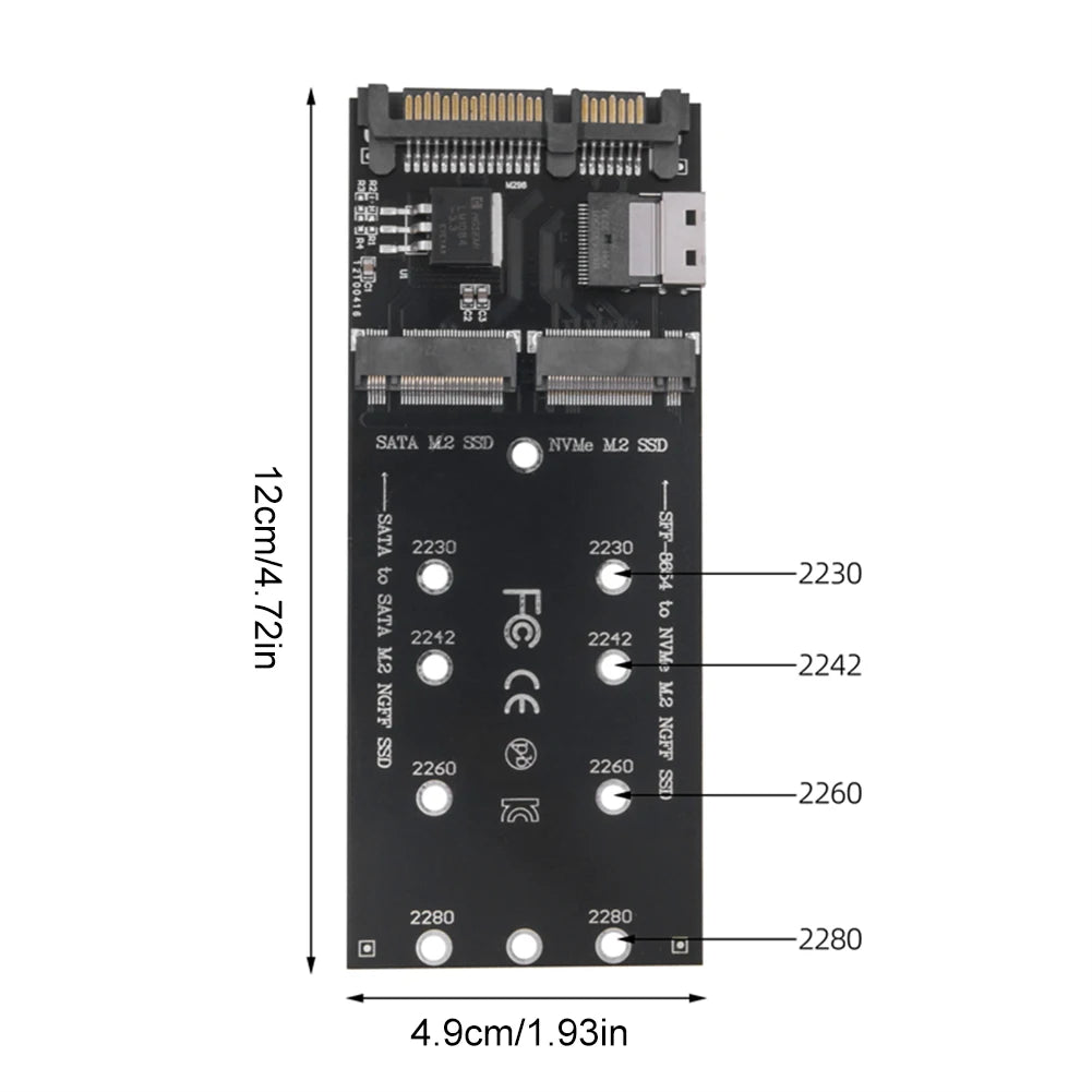 M.2 To SATA Adapter SFF-8654 To M2 NVME SSD 22Pin SATA To M2 Expansion Card Converter Riser Board Fit for Mainboard