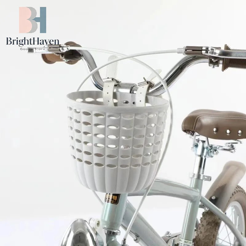 Kids Bike Basket Durable Storage Basket With Adjustable PU Straps Handlebar Basket For Children Girls Outdoor Biking Toddlers