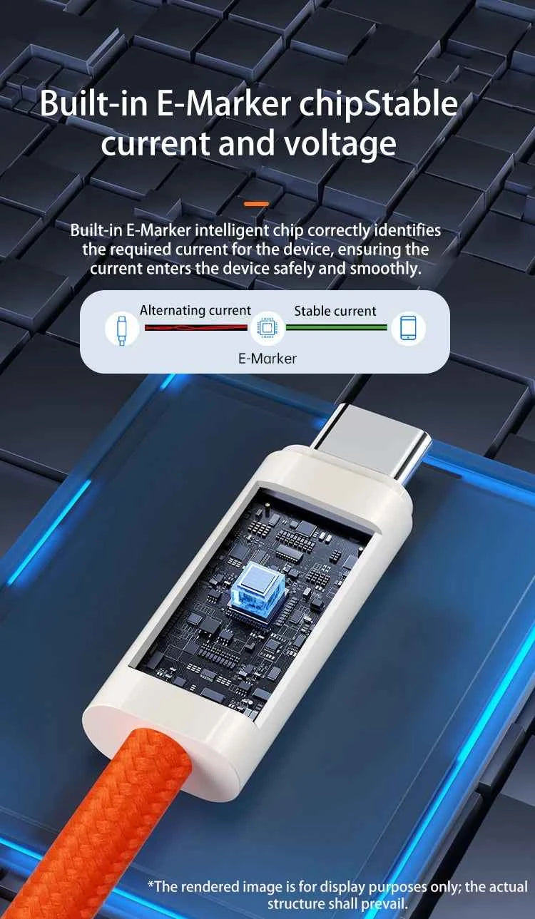 USB 5.0 Nylon Braided Cable with Dual Type-C Ports 240W PD Fast Charging Multifunction Data Cable for Screen Casting