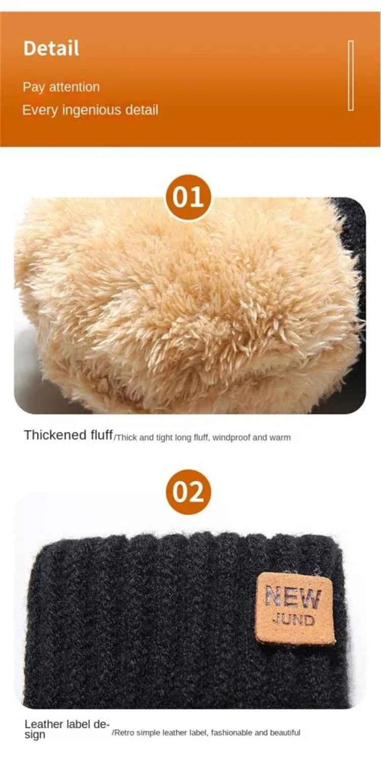 Velvet Touch Screen Gloves Fashionable Black Woven Winter Gloves Men's and Women's Warm and Hot Typing Gloves