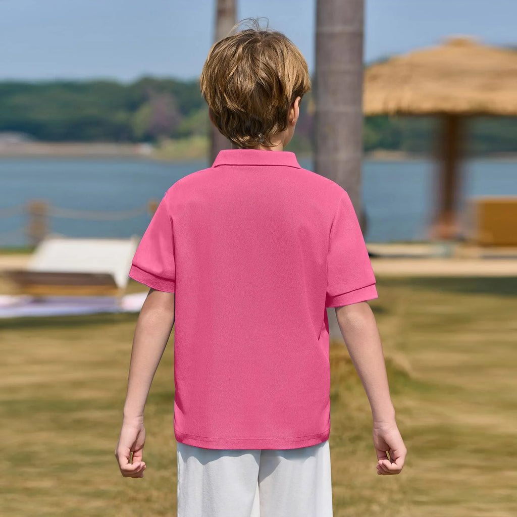 Polo Shirts Kids Basic Simple School Student Uniforms Class Uniforms Cultural Shirts Quick-Drying Turn-Down Collar for 6-11years