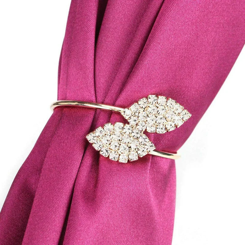 Napkin Ring, 12 Pcs Metal Napkin Rings Holder for Wedding Party Dinner Table Decoration (Leaf-Gold)