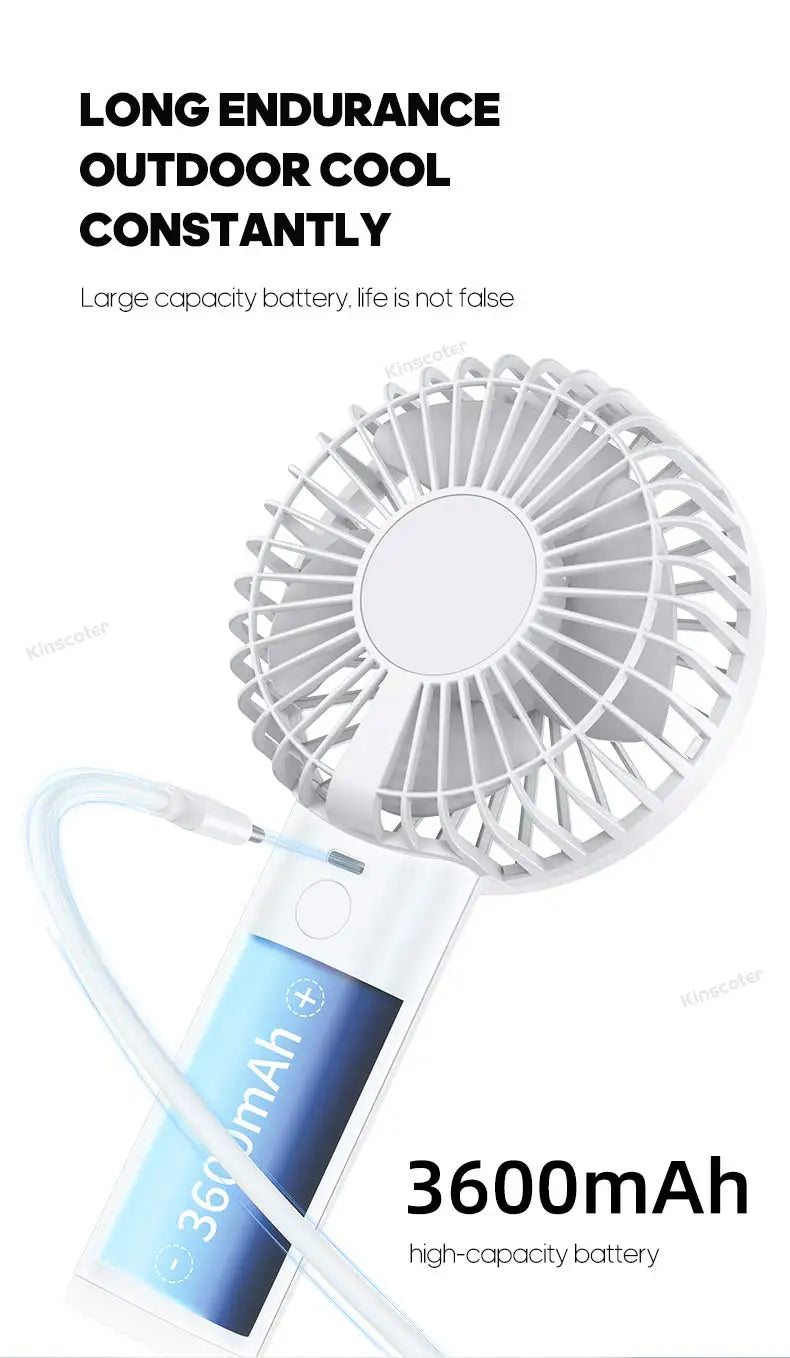 New Handheld Personal Fan Portable Mini USB Hand Fan 3600mAh Rechargeable Mini Fan with Stepless Speed Control Display Nightligh