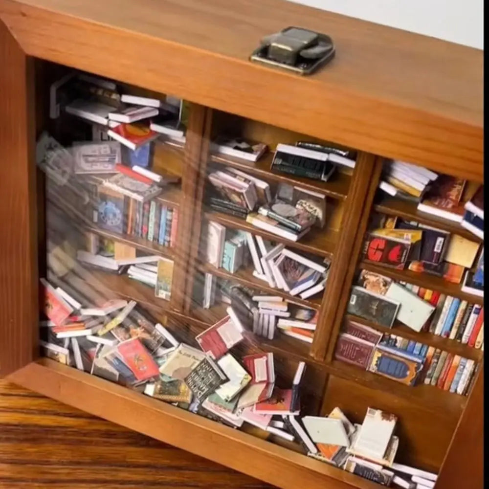 Bookshelf Decor Anxiety Bookshelf Home Desktop Decoration Fidget Toys Miniature Wooden Bookshelf Wooden Handmade Figurine Statue
