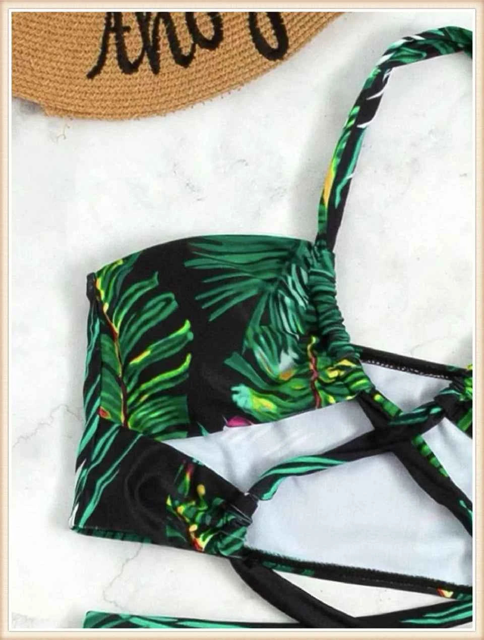 3 Pieces Print Cross Bikini 2025 Women Sexy Halter Swimsuit & Cover Up Beach Dress Swimwear Bathers Bathing Swimming Suit Summer