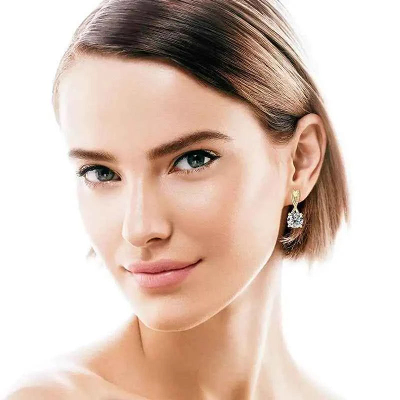 Taoyu D2.0CT Moissanite Drop Hie Earrings Real Silver Women Gold Plated Hoops Infinite Earring Certified Wedding Jewelry