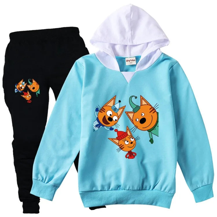 Kid-e-cats Clothes Kids Russian Три Кота My Family Three Happy Cats Hoodie Girls Outfits Children's Sets Boy Clothing