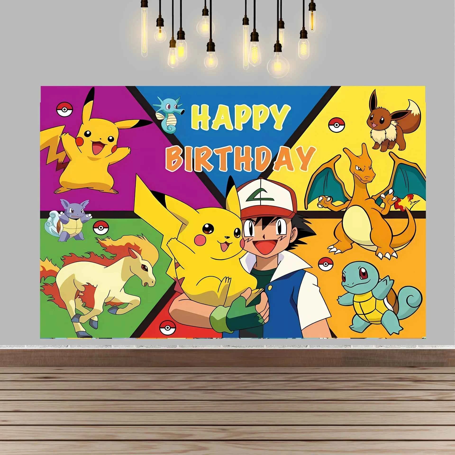 Pokemons Party Birthday Decoration Happy Pikachu Theme Tableware Cups Plates Balloons Banner Supplies Kids Favors Baby Shower
