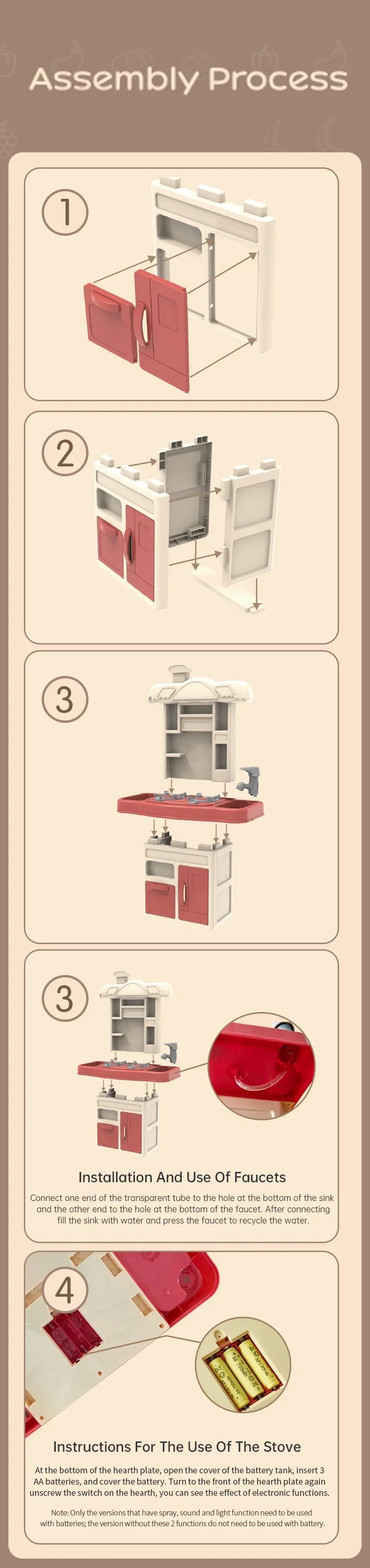 Kids Play Kitchen Set Toddler Kitchen Playset with Sound & Light Cooking Stove with Steam Play Sink Play Food Toy for Boys Girls