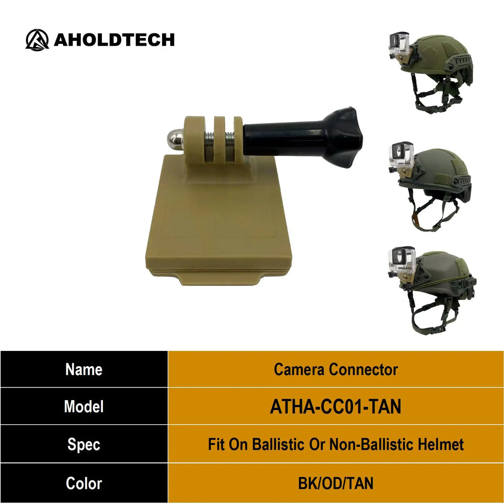 Aholdtech Tactical Bulletproof Helmet Accessories Flashlight Holder Light Clamp And NVG Mount Connector for Gopro Hero Cameras
