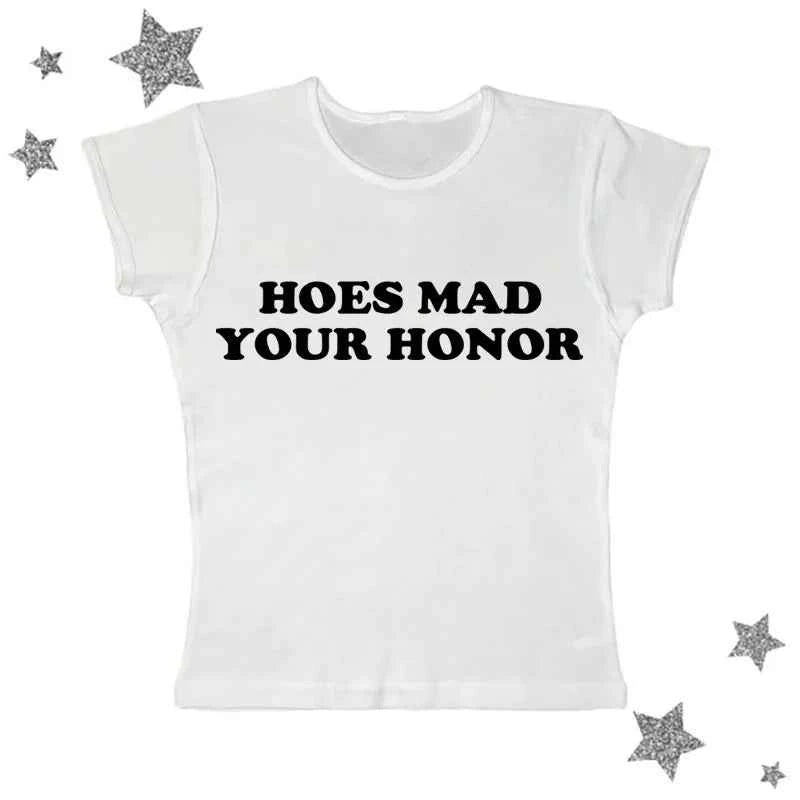 Aesthetic Vintage Y2k Style Clothes High Street Print Baby Tees Slim Crop Tops Streetwear Goth Short Sleeve Emo Girls Tops emo