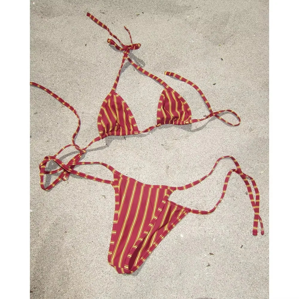 Micro Bikinis 2026 Push Up Swimsuit For Women Sexy Swimwear Brazilian Bikini Set Stripe Print Biquini Swimsuit Summer Beachwear