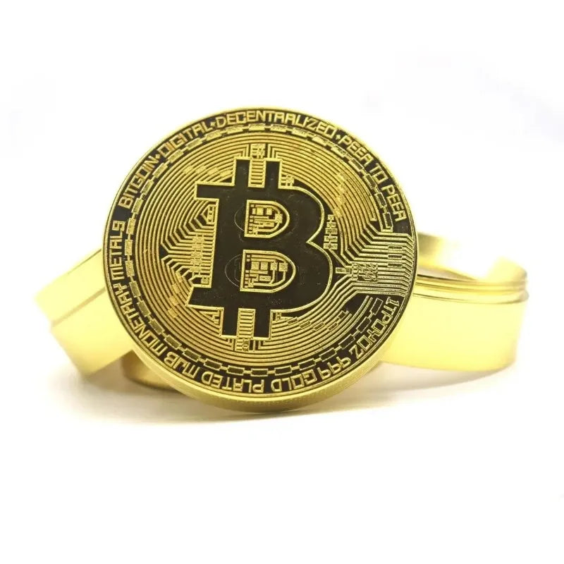 50mm Bitcoin Gold Herb Grinder 4-layer Spice Pepper Mill Mortar Metal Grass Tobacco Grinder Smoking Accessories Kitchen Tool