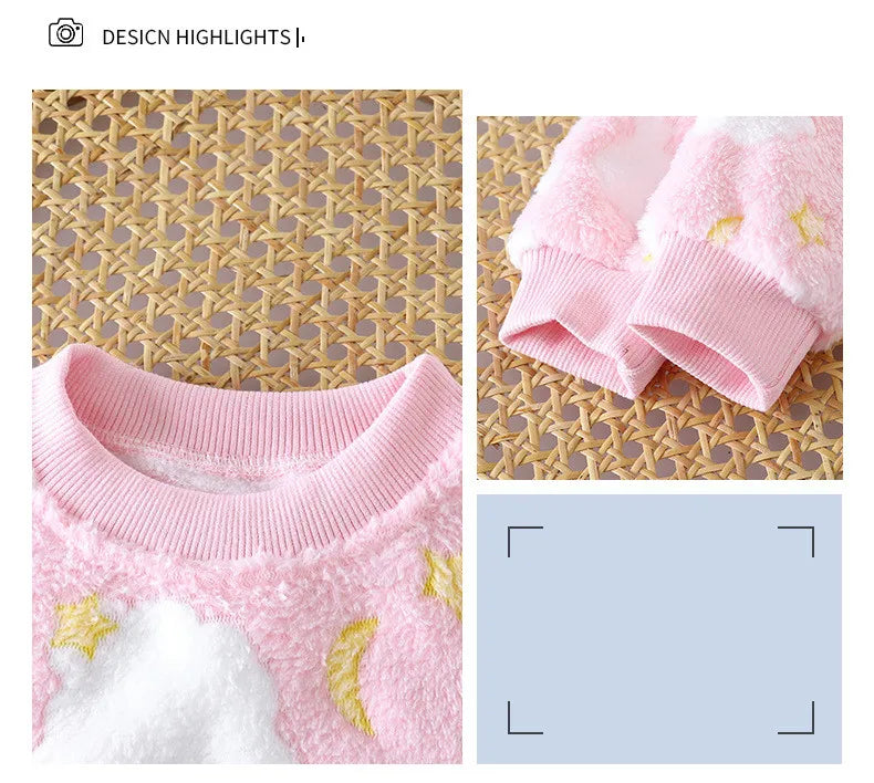 Autumn Winter Sleepwear Flannel Pajamas For Girls Boys Long Sleeve Tops+Pants Suits Fashion Home Clothing Baby Kid Sleep Costume
