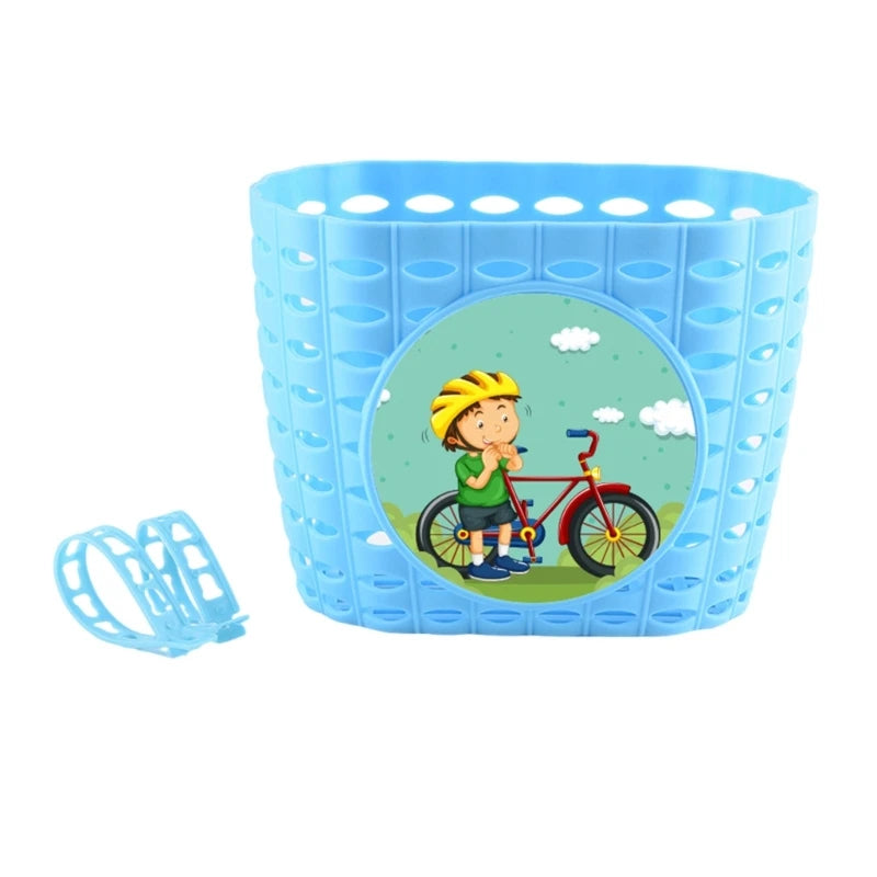 Kids Bike Basket for Boy Girl Front Bicylcles Handlebars Waterproof Basket with Fastens Strap Teen Small Bike Basket