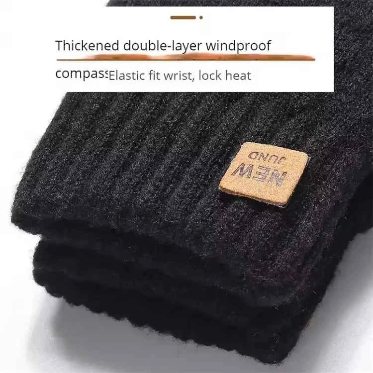 Velvet Touch Screen Gloves Fashionable Black Woven Winter Gloves Men's and Women's Warm and Hot Typing Gloves