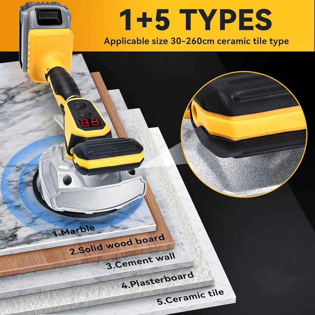 Tile Vibration Leveling Machine Portable Tiler Vibrator Tool 8 Adjustable Speed Suction Cup Digital Display for Dewalt 20V Max