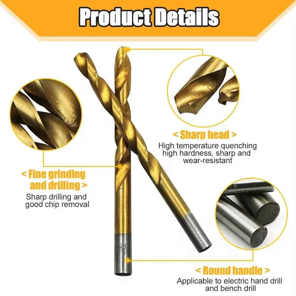 50pcs/100pcs Twist Drill Bit Set,DIY Woodwork Hole Opener,HSS Round Shank Mini Titanium Coated Drill Bits,for Metal Wood Plastic