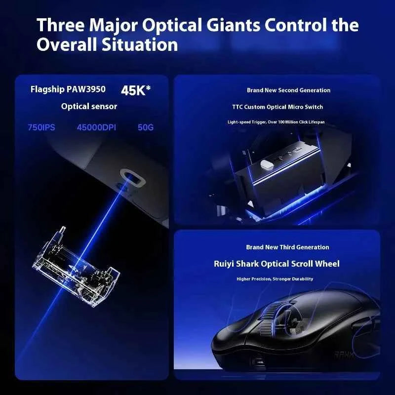 Rawm Leviathan V4 Gaming Mouse Native Dual 8k Lightweight Mouse Laptop Desktop Computer Esports Ergonomic Mice For Fps Pc Gamer