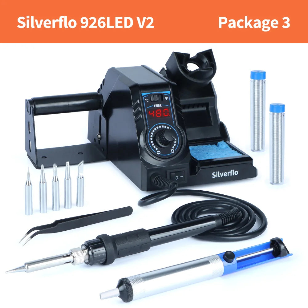 Silverflo 926LED-V Series Soldering Station Thermostatic Soldering Iron Station Welding Rework Station with Sleep Mode