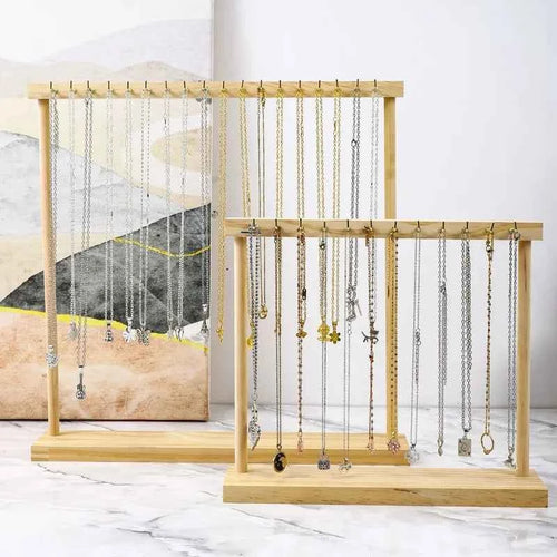 12/18 Hook Jewelry Organizer Display Stand Wood Necklace Hanging Countertop Rack For Earrings Bracelets Showcase Storage Rack