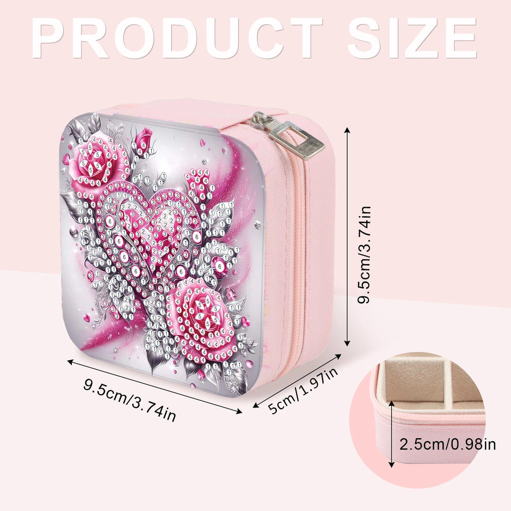 Diamond Art Painting Jewelry Organizer Box kit,DIY Roses Jewelry Box for Adults, Portable Jewelry Case Jewelry storage Gifts