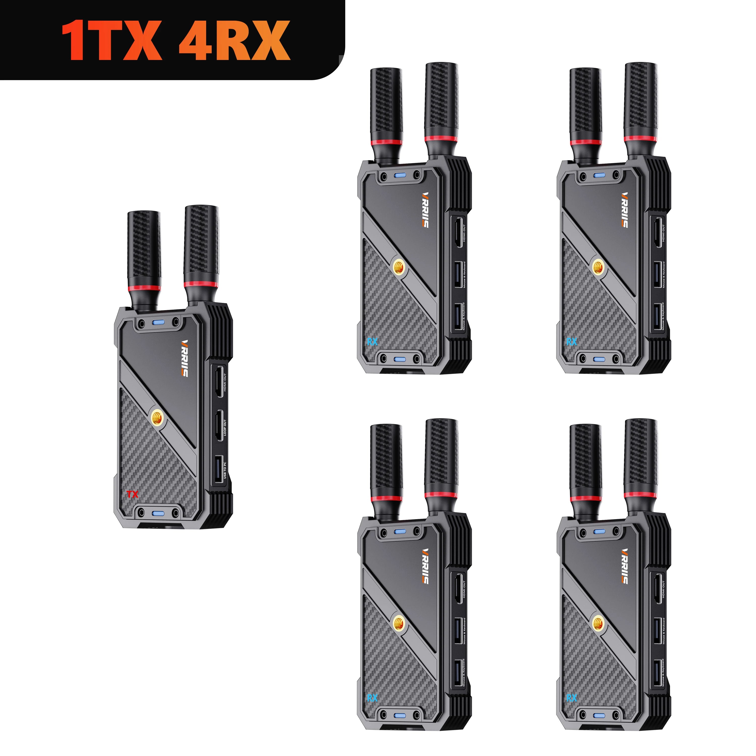 400M Wireless Transmitter and Receiver HDMI Video KVM Extender 5G 1080P 0.05S Latency with USB-C Mouse for PC Laptop Camera