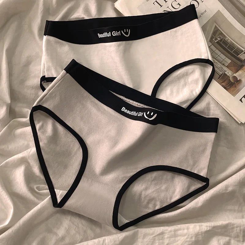 3Pcs/set Cotton Soft Breathbale Lingerie Black White Gray Daily Wear Underwear Women Panties Ladies and Girls Briefs M-XL