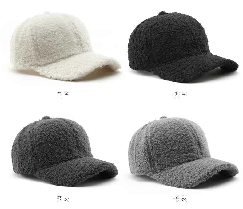 Autumn Winter Baseball Cap Women Artificial Lamb Wool Hats Keep Warm Cap Plush Baseball Caps Spring Baseball Cap Solid Sunshade