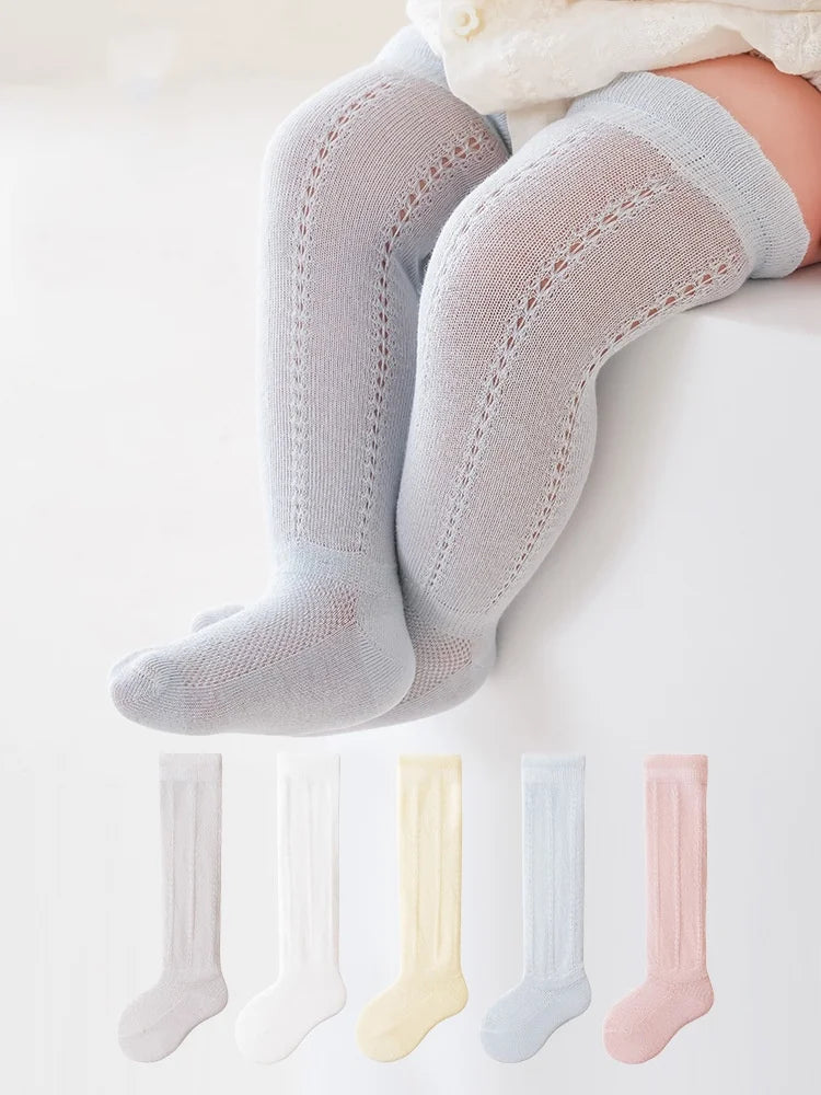 Baby Hollow Out Long Socks Breathable Mesh Cotton Boneless Knee High Sock Summer Thin Newborn Socks For Girls Boys 0-2Years Old
