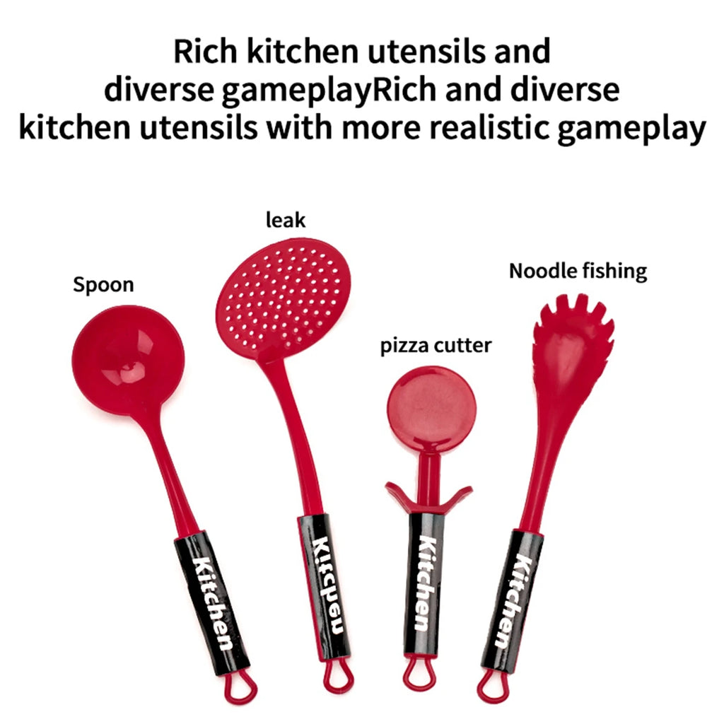 Children's Educational Play Kitchen Set – Pretend Play Cookware with Simulated Induction Cooker, Cooking & Cutting Toys for Boys