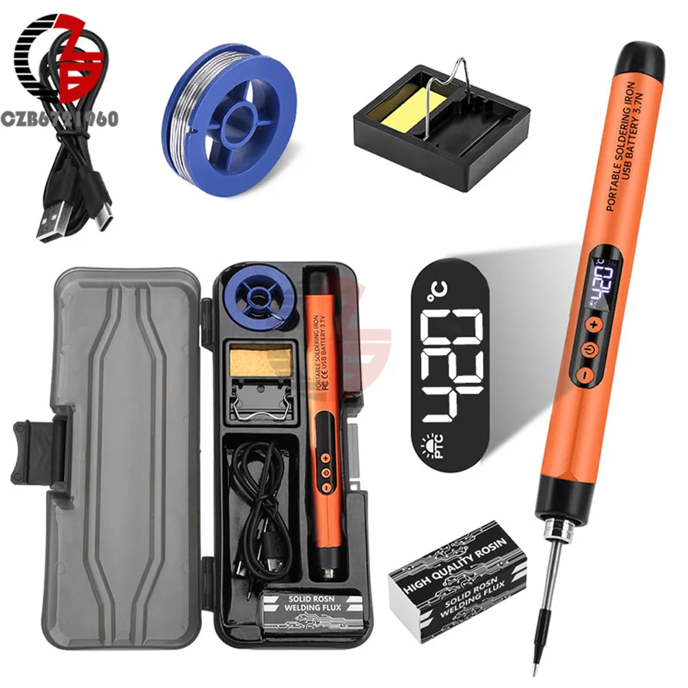 USB Soldering Iron Set Wireless Charging Electric Soldering Iron Type-C Interface Adjustable Temperature Welding Repair Tools