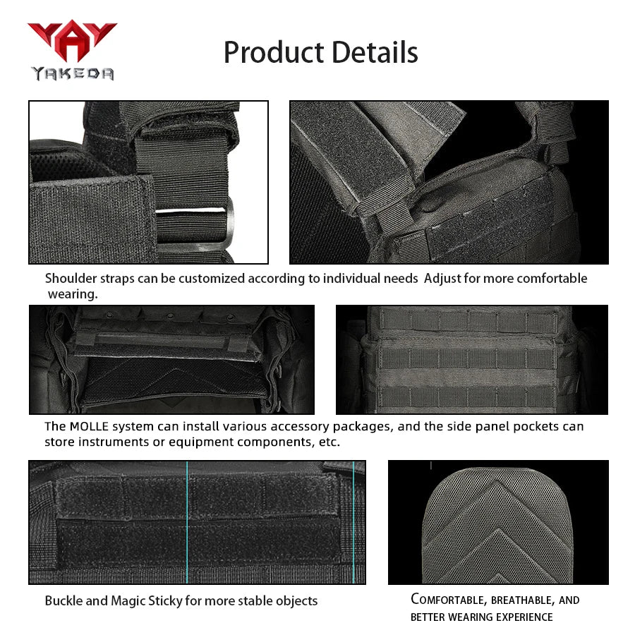 YAKEDA Quick disassembly training vest, detachable and expandable, comfortable, breathable, wear-resistant and tear resistant