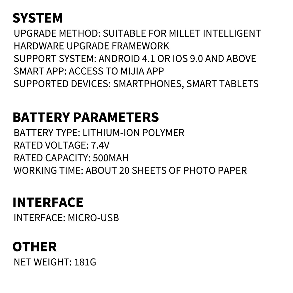 MIJIA AR Printer 300dpi Portable Photo Mini Pocket With DIY Share Picture Printer，case or Photo Paper，Work With Mihome APP