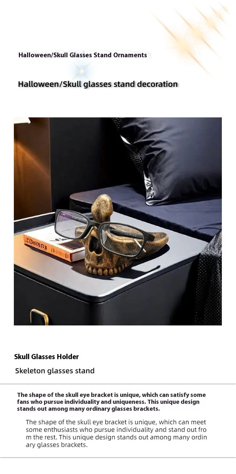 Mobile Phone Holder Creative Skull Glasses Storage Stand Jewelry Organizer Rack Art Home Decoration Resin Table Ornaments Gift