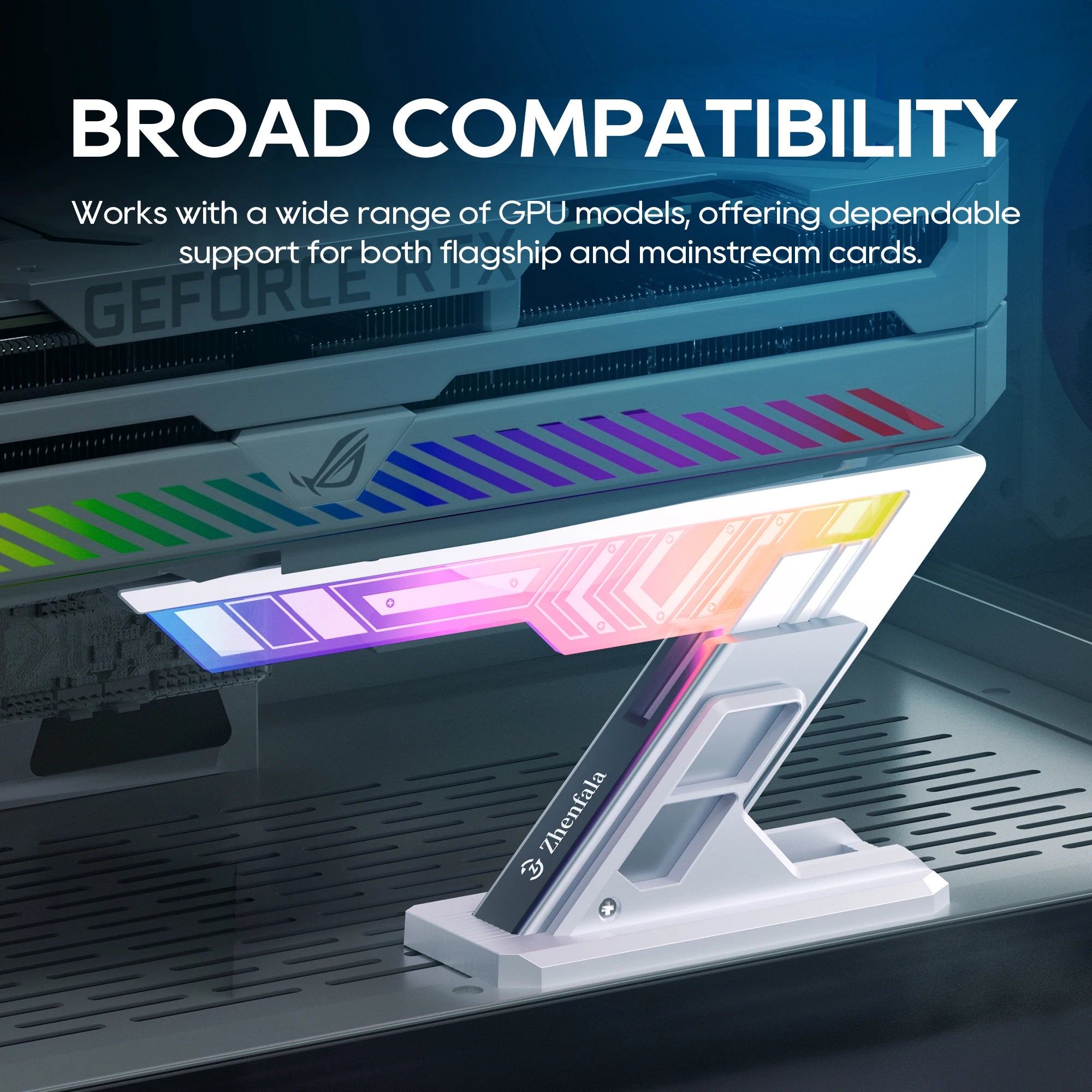 ARGB GPU Support Bracket，Horizontal GPU Anti-Sag Support Bracket 5V 3pin 75-128mm adjustable Universal GPU Bracket