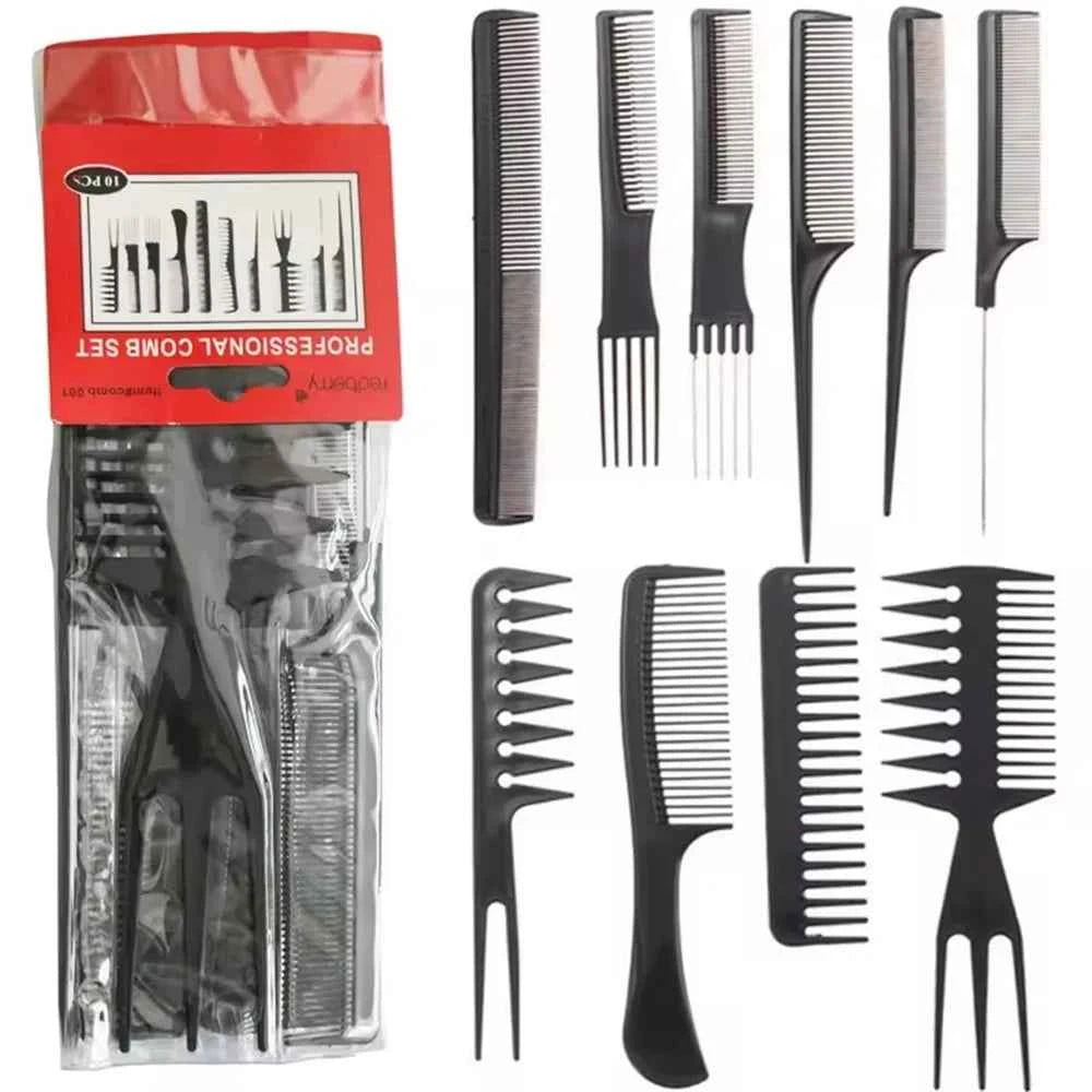 10PCS Professional Comb Multifunctional Comb Anti-static Hair Care and Hairdressing Tool Set Styling Salon Tool Accessories