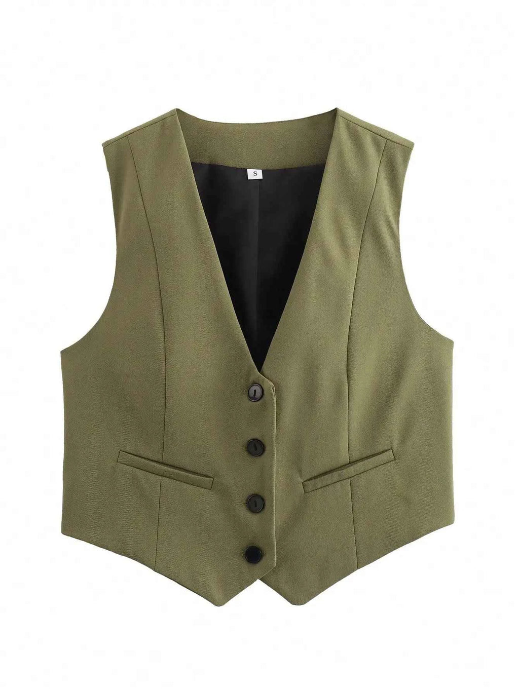 HH Women Fashion Solid Suit Vest Sleeveless Cropped Waistcoat Tops Vests Spring Summer Casual Office Lady Chic Tops