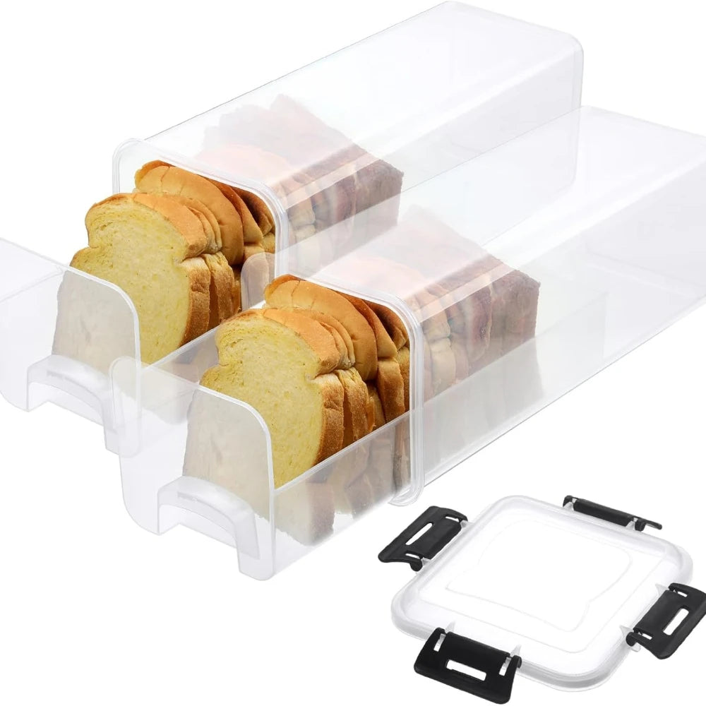 4 Liter Bread Storage Container, Plastic Bread Box with Sealing Lid, Bread Storage Box, Sandwich Bread Dispenser Bread Storage