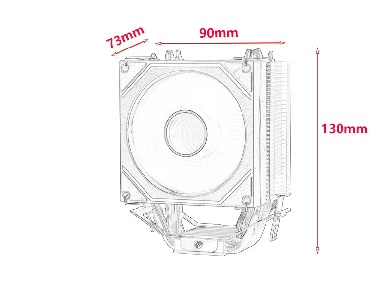 CPU Efficient Cooler Fan 90mm 4pin/PWM PC Tower Type Radiator 2/4/6 Heat Pipe Install LGA2011 X79 X99 115x 1200 1700 AMD AM3 AM4