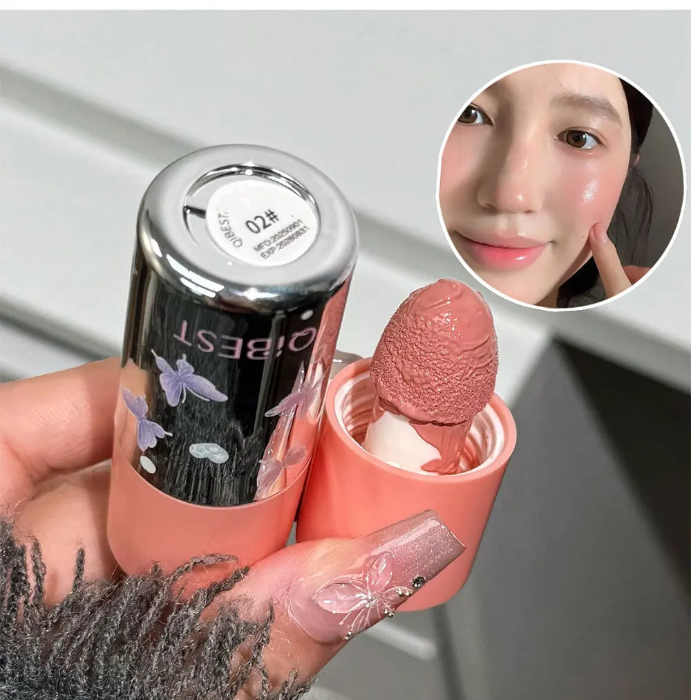 QIBEST New Velvet Matte Liquid Blusher Sponge Head Rendering Moisturizing Long-lasting Beauty Natural Cheek Face Blush Makeup