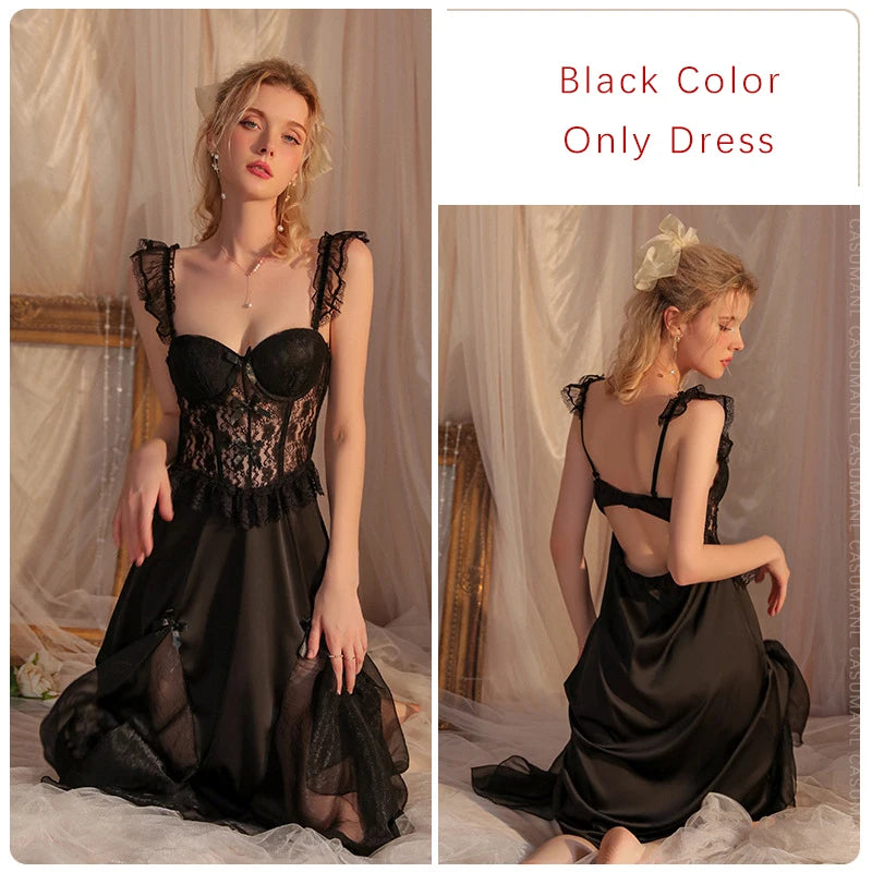 REBEYULIN Brand Sexy Sleepwear Women Dress Solid Casual Suspenders with Pad Pajama Comfortable Breathable Night Women Sleepwear