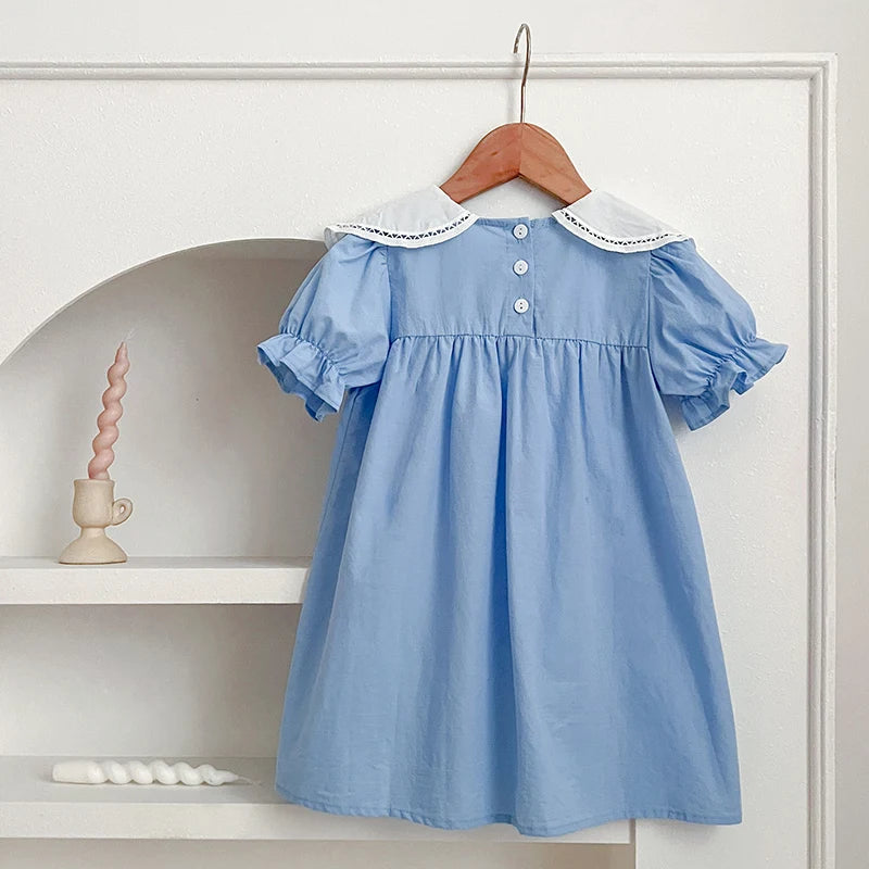 Baby Summer Dress 2-6Yrs Baby Girls Clothes Petal Collar Cotton New Toddler Girl Dresses Kids Girls Casual Soft Dress Princess