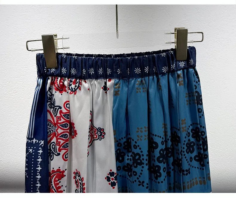 2025 Early Autumn New Design Limited Edition Color-Plaid Retro Print A-line Long Dress Loose Half-Length Skirt Women