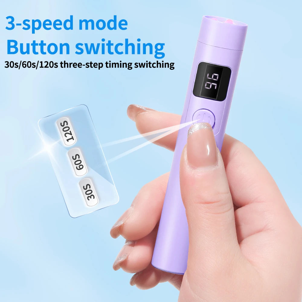 YIKOOLIN Portable Handheld UV Nail Lamp LED Mini Nail Dryer with LCD Screen USB for Gel Nails USB Rechargeable Nail Light