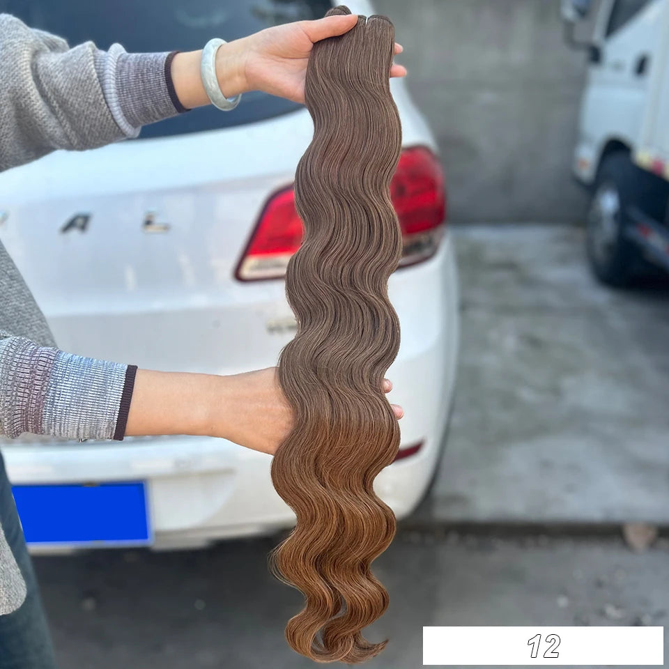 Magicae 30Inches 200G Piano Blonde SP12/16/613 Ombre Brown 6# Body Wave Bundles High Temperature Synthetic Hair Extensions